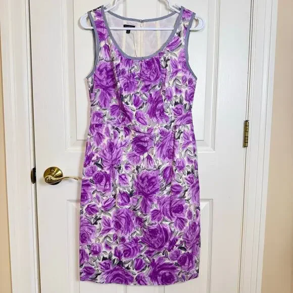 Talbots Purple Floral Sleeveless Sheath Dress Size 8 EUC - Picture 6 of 6